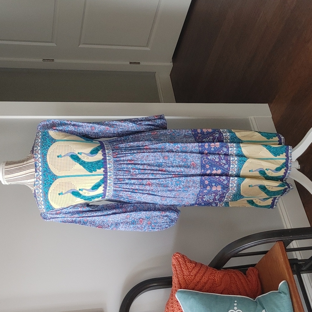 R. Vivimos Floral/Peacock Midi Dress - Picture 2 of 5